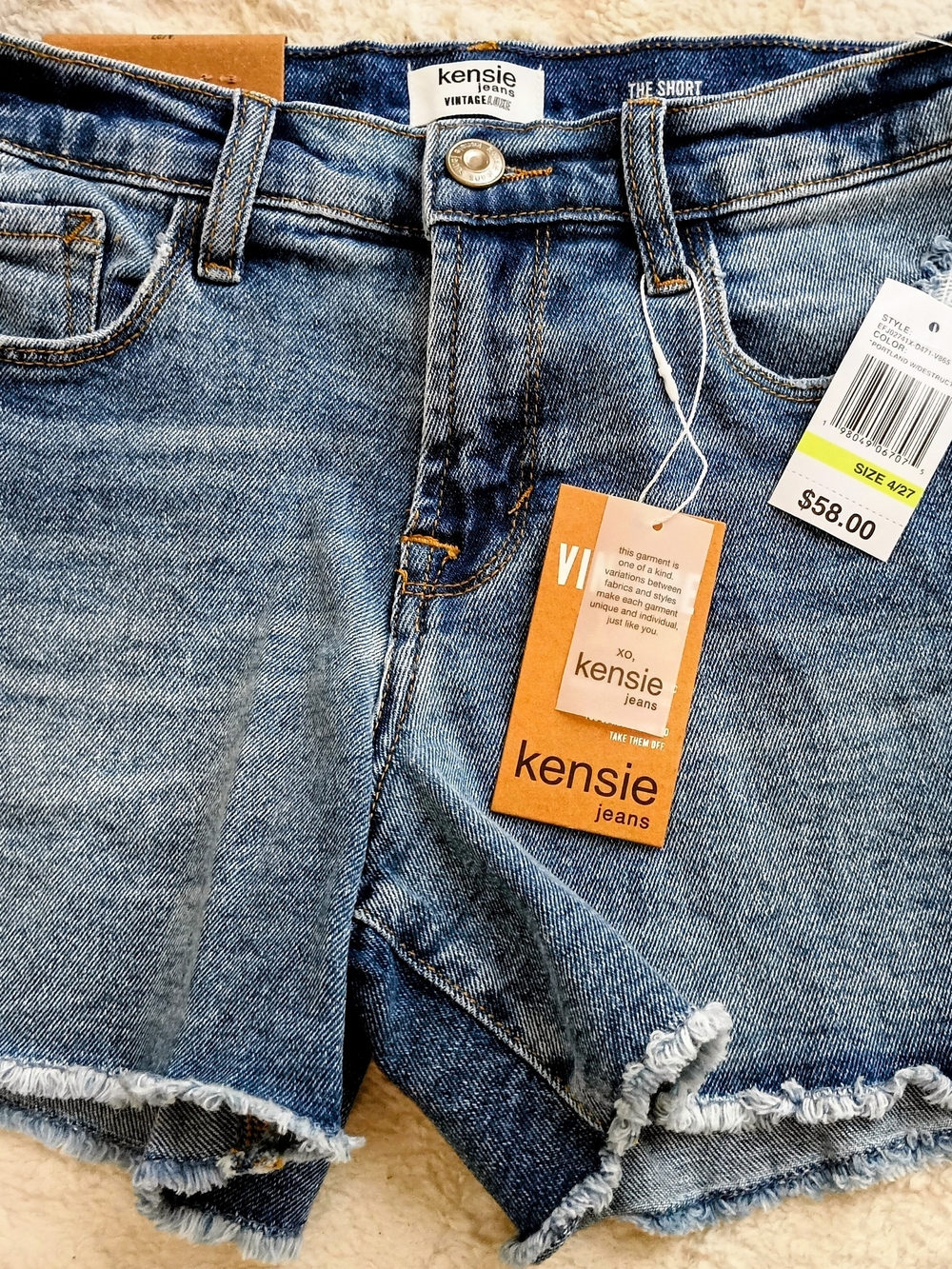 Kensie Vintage Wash Denim Shorts - Blue